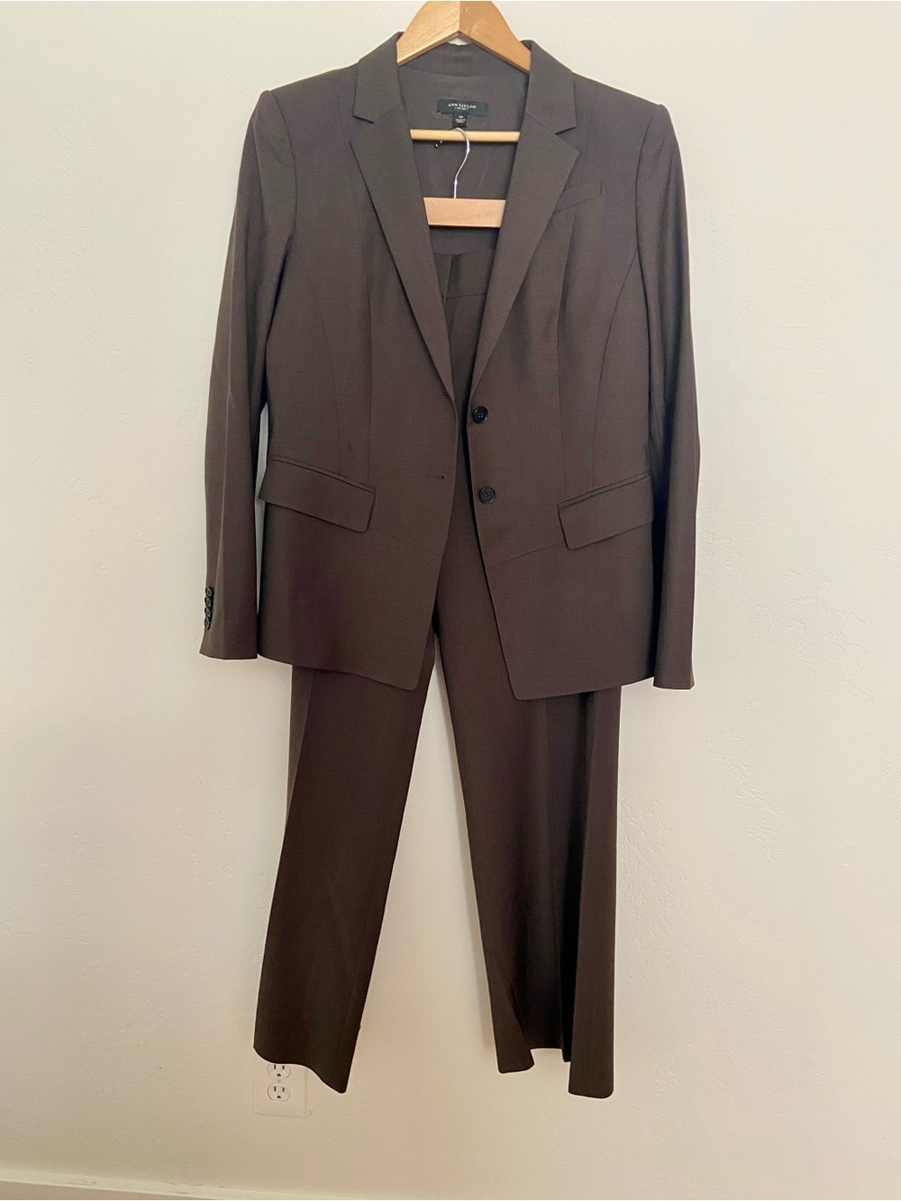 Ann Taylor Brown Wool Blend Pantsuit, Size 10